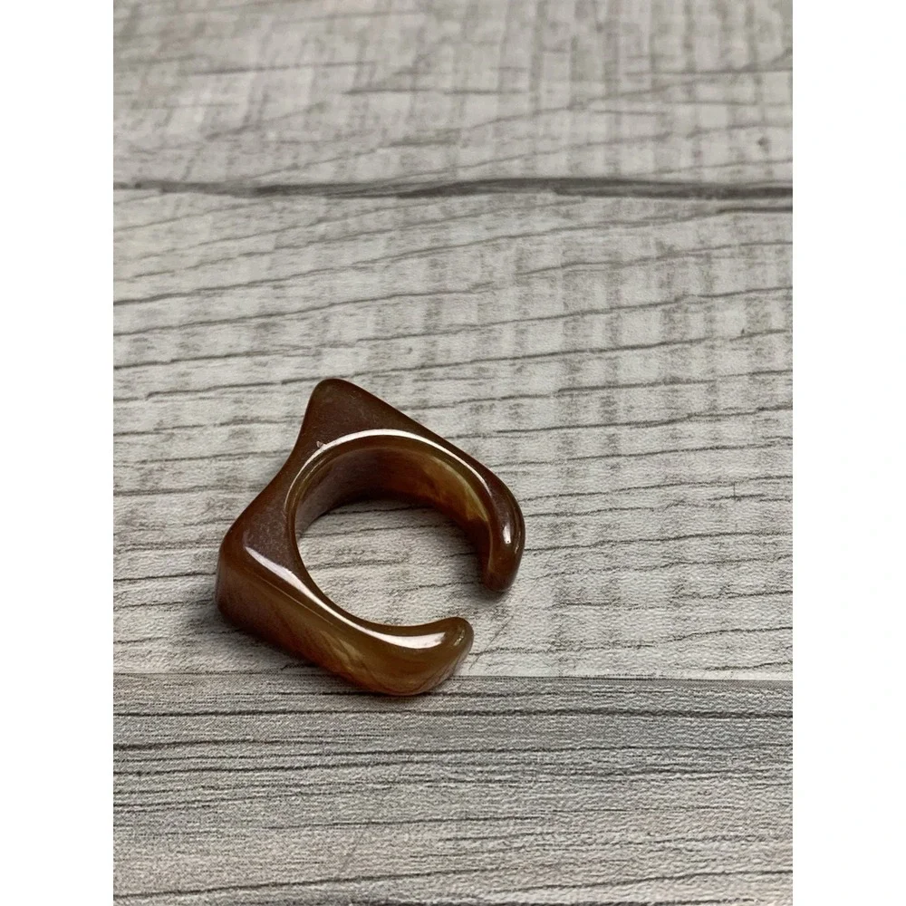 Colorful Acrylic Ring - Transparent Resin Geometric Square Irregular Ring Rust